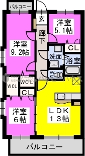 ツインヒルズ / 505号室 間取り