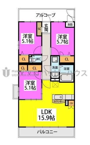 Deux Mille 21 / 205号室 間取り