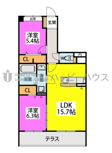 セピアコーポ　御笠の森 / 102号室 間取り