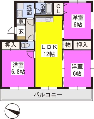 スクエアイン90′ / 201号室 間取り