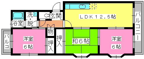 フローレス竹下Ⅰ / 305号室 間取り