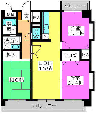 マンハイム板付 / 205号室 間取り