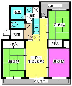 カームヒルズ板付 / 302号室 間取り