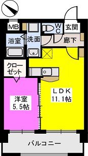 ウエストビレッジ大橋 / 505号室 間取り