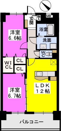 シャトーポルターダ博多南 / 602号室 間取り