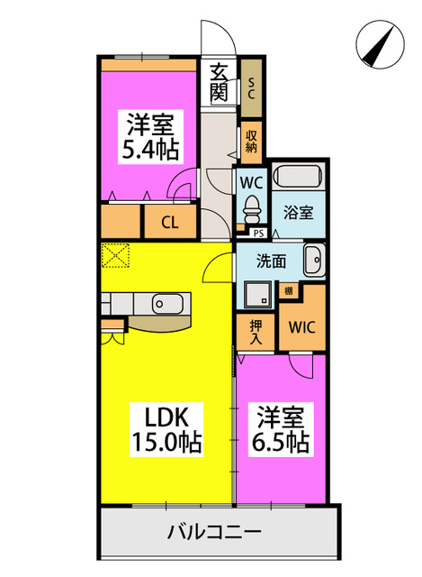 クレアＳ / 502号室 間取り