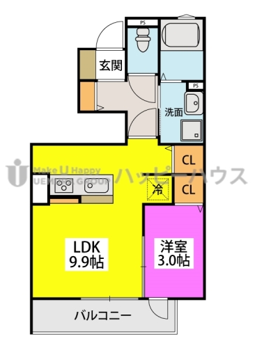D-room筑紫丘 / 101号室 間取り