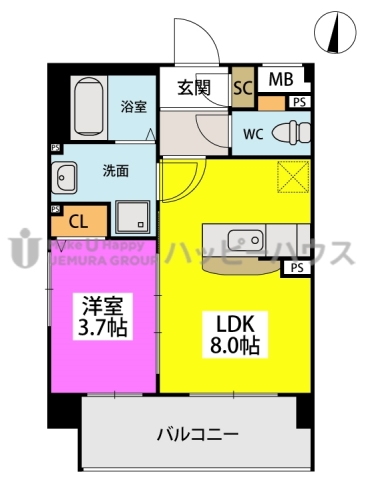 グラン　ソレイユ大橋 / 603号室 間取り