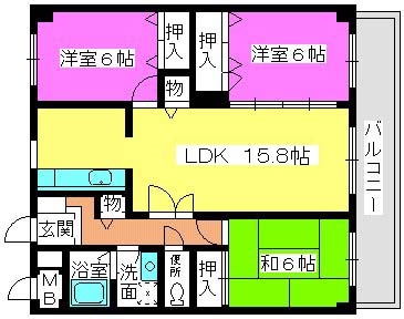 ウエストビレッジ長丘 / 502号室 間取り