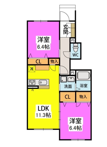 サンライズ桧原 / C-102号室 間取り