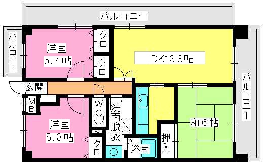 プレステージ和白Ⅲ / 301号室 間取り