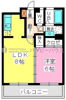 ヴィンテージ唐原 / 2-102号室 間取り