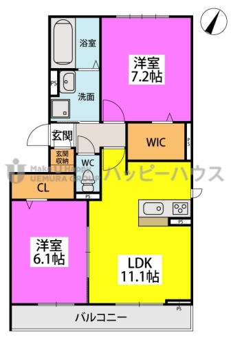 D-room和白西館 / 301号室 間取り