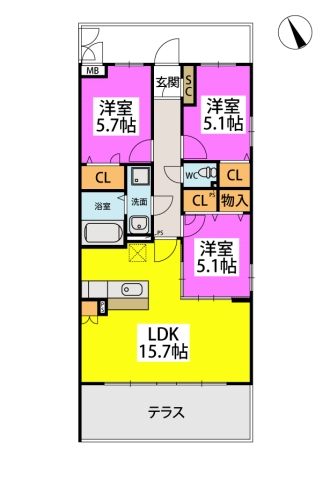 (仮称)赤間駅前計画　A棟 / 101号室 間取り