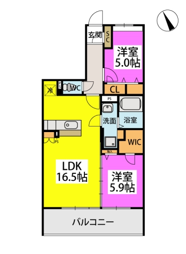 (仮称)赤間駅前計画　A棟 / 202号室 間取り