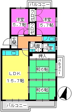 ハイネス那珂川 / 201号室 間取り