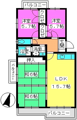 ハイネス那珂川 / 402号室 間取り
