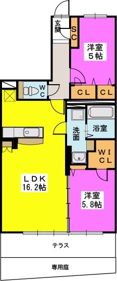 クレア / 102号室 間取り