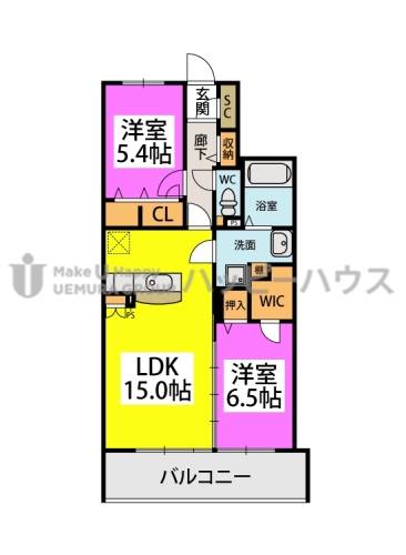 グラン　ソレイユ / 202号室 間取り