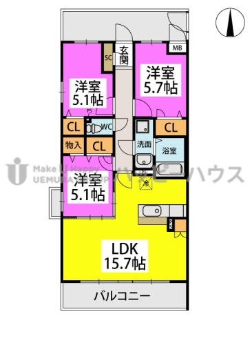 (仮称)プレア片縄８丁目 / 205号室 間取り