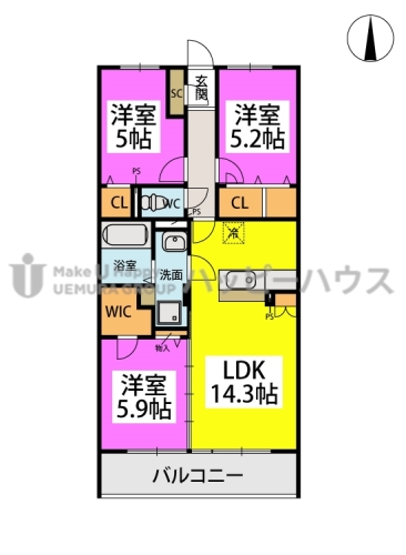 (仮称)プレア片縄８丁目 / 303号室 間取り