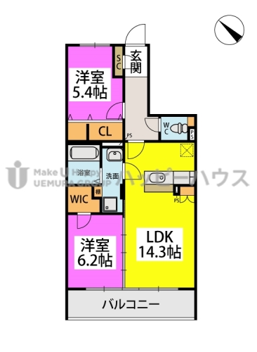 (仮称)プレアev白水ヶ丘4丁目 / 202号室 間取り