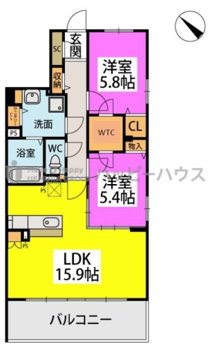 (仮称)プレアev白水ヶ丘4丁目 / 403号室 間取り