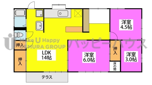一の谷貸家 / 1号室 間取り