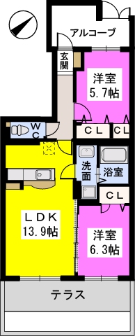 ドゥース・ファミーユ駅南 / 102号室 間取り