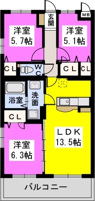Felice　Nagakuni / 201号室 間取り