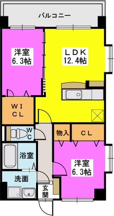 ヴィルヌーブ下山門 / 403号室 間取り