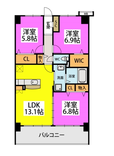 グランドゥール天神 / 202号室 間取り