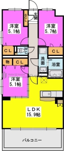 グランディール筑紫 / 103号室 間取り