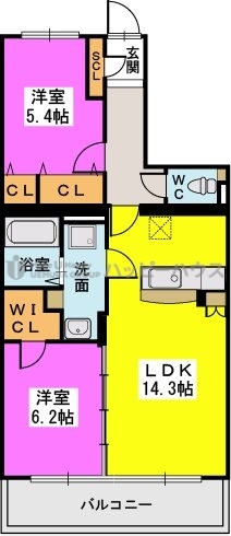 グランディール筑紫 / 202号室 間取り