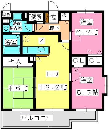 ブレイヴ干隈Ⅱ / 302号室 間取り