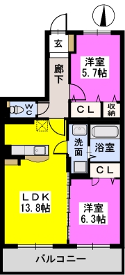 メゾン・ド・クレール梅林 / 303号室 間取り
