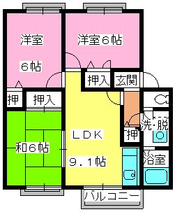 ラヴィタ城南Ｂ・Ｃ / C-201号室 間取り