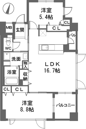 マジェスティ大濠 / 502号室 間取り