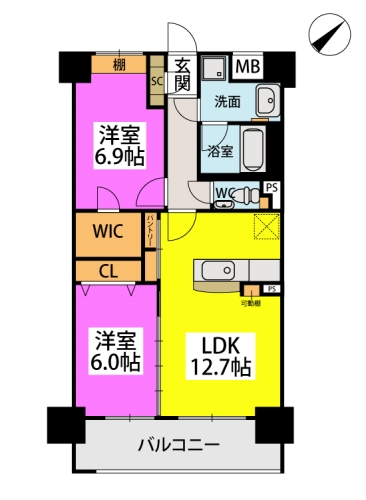 アンドルーツ駅東 / 402号室 間取り