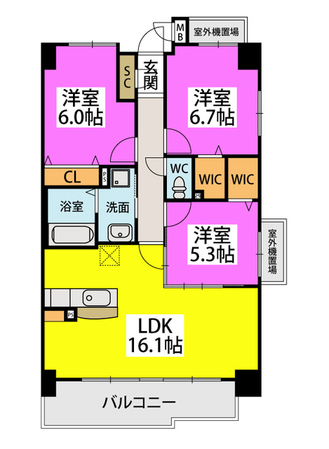 メルベーユ高宮駅前 / 405号室 間取り