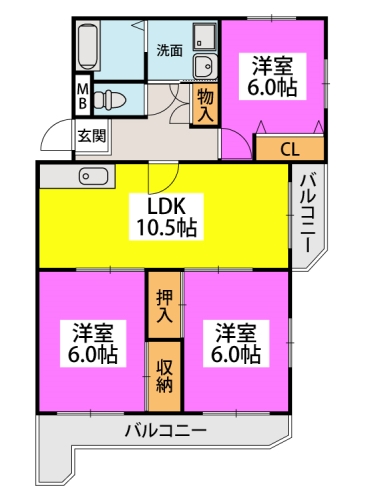 ルミナス城南 / 405号室 間取り